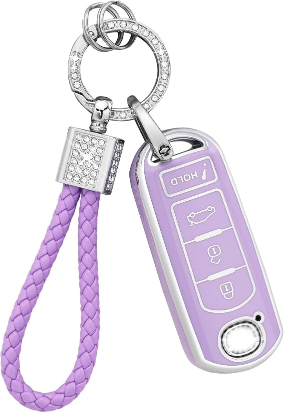 PIFOOG Purple Key Fob Cover Fit for Mazda 3 6 CX5 MX-5 Miata CX9 CX3