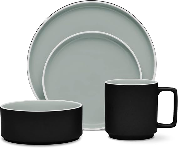 Noritake ColorTrio Graphite 4-Piece Stax Place Setting, Service for 1