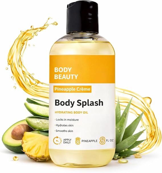 Body Splash Hydrating Body Oil - Moisturizing, Body Oil for Women, Hydrating Body Oil, Pineapple Body Oil After Shower, Moisturising Oil for Dry Skin, Body Splash Scented Lightweight Oil 8oz