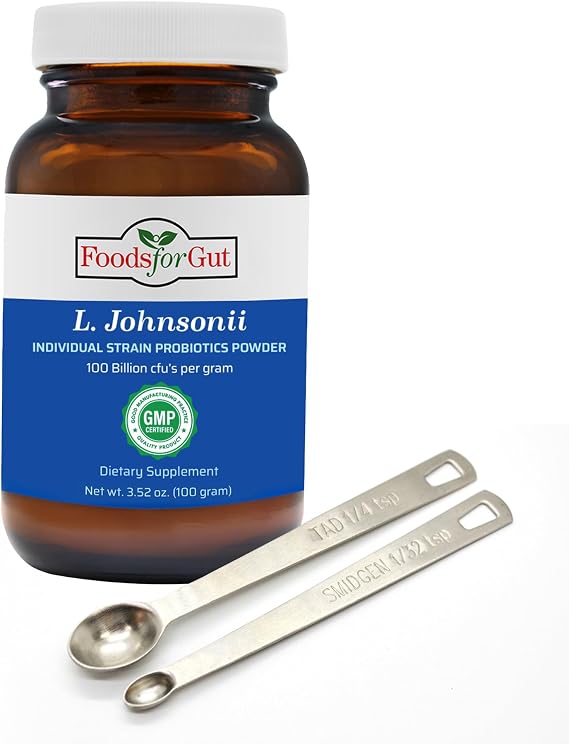 Foods For Gut Lactobacillus Johnsonii Probiotic Powder 100 Billion cfu's | No Additives | Digestive & Immune Support | High Potency | L. Johnsonii | (100 Grams)