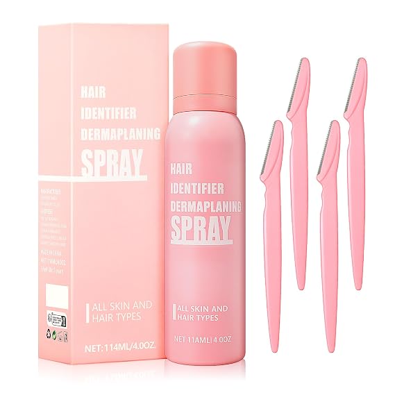 Hair Identifier Spray Set for Women, Dermaplaning Face Shaving with 4 Razor