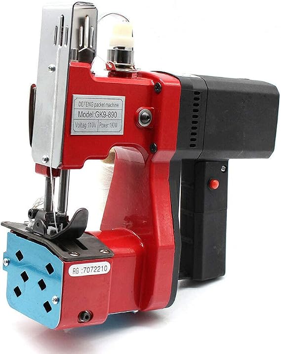 Industrial Seal Sewing Machine, 110V Bag Closer Closing Machine Portable Sewing Electric Stitcher Knitted Bag Sealing Closing Packing Machine Closer for Woven Snakeskin Bag Sack Red