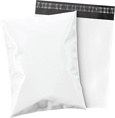 Shop4Mailers 6 x 9 Glossy White Plastic Self Seal Poly Mailer Flat Bags Waterproof Shipping Envelope 1.7 Mil for Apparel, Clothes, Shirts, Books Permanent Adhesive Seal 1000 Pack