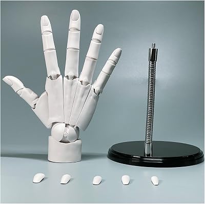 1:1 Flexible Right Hand Model, Joints Moveable Artists Manikin Hand Figure for Displaying Sketching and Painting,White