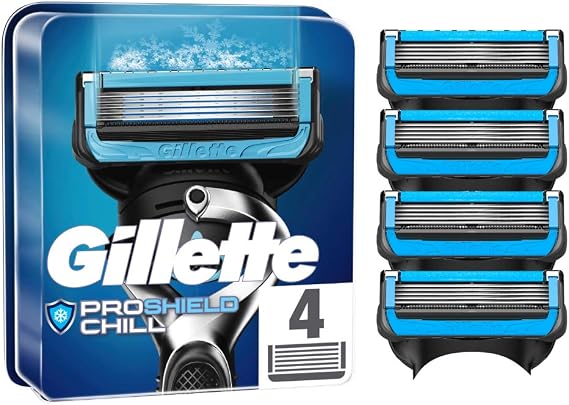 Gillette ProShield Chill Razor, Wet Razor 4 Replacement Blades for Men, 5 Stage Blade