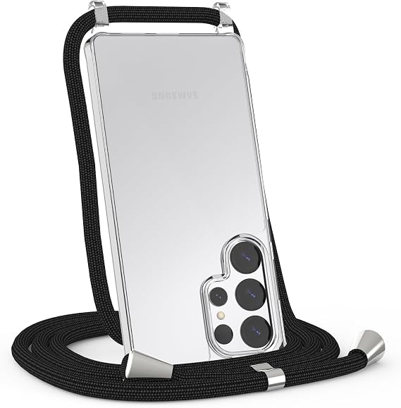 iPhone Crossbody Case,Transparent TPU + Hard PC Anti-Scratch Shockproof Phone Case with Adjustable Lanyard Neck Strap (for Galaxy S25 Ultra)