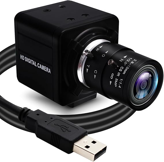 ELP 8MP USB Camera 2.8-12mm Varifocal Lens Manual Zoom 2448P UVC Webcam Plug & Play 8MP IMX179 Sensor Webcam USB8MP02G-MFV 2.8-12