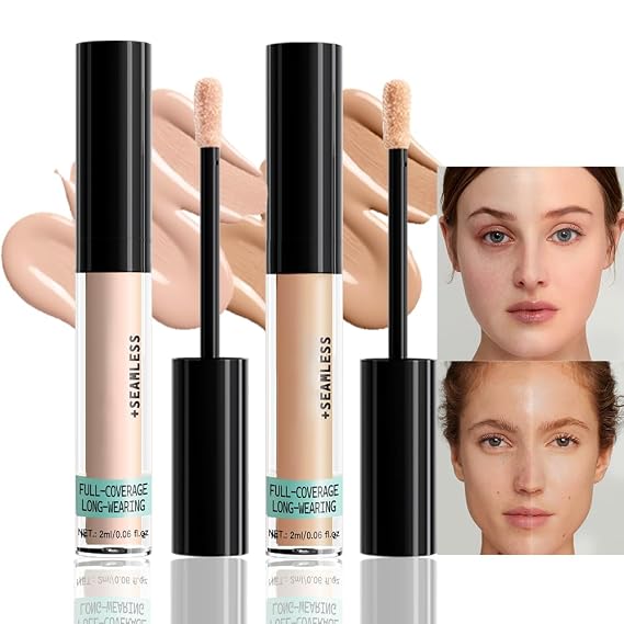 FeiCuiYun Liquid Concealer Makeup, Natural Coverage for Older Women, Under Eye Brightener Full Coverage Concealer for Dark Circles, Lightweight, Covers Oil-Free, Vegan & Cruelty-Free, 11 02+03