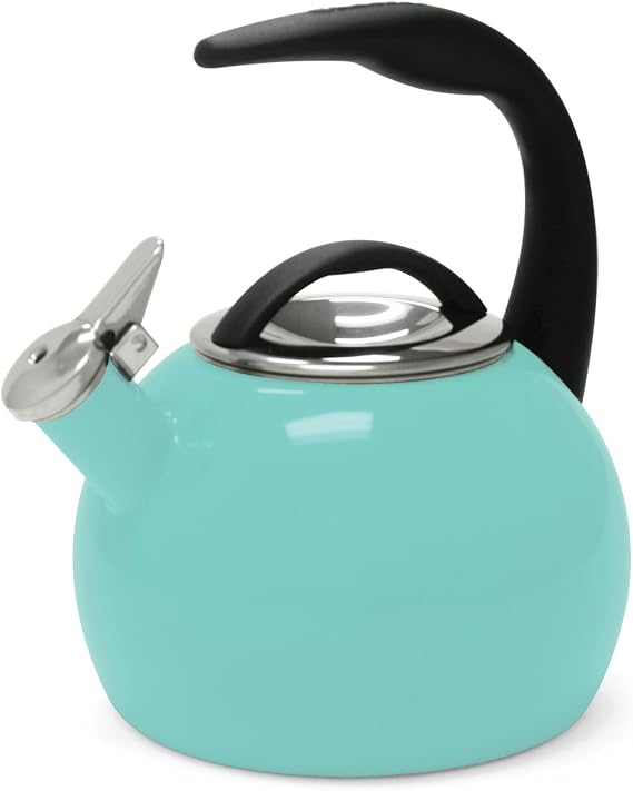 Chantal Anniversary Tea kettle, 2 Quart, Enamel Carbon steel, Whistling, Aqua