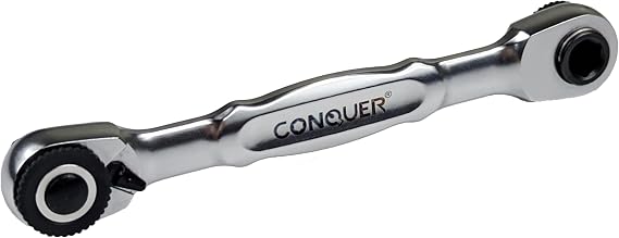 CONQUER Mini Ratchet 1/4 Inch Low Profile Dual Drive Socket Hex Bit Driver