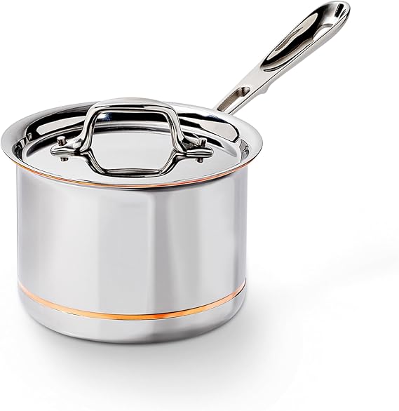 All-Clad Copper Core 5-Ply Stainless Steel Sauce Pan 2 Quart Induction Oven Broiler Safe 600F Pots and Pans, Cookware Silver | Unmatched heat control and precision, Elegant Design, Flared Pouring Edge, Induction Compatible, Oven Safe up to 600F