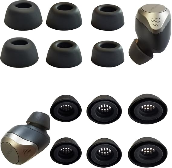 JBPRO01 Black-85t Earbuds Replacement Tips, 6 Pairs, Compatible with Jabra Elite 85t, Soft Silicone, Sound Isolation, Lightweight, Included Components: Eartip | 6 Pairs L/MS Earbuds Tips Accessories Secure Fit, Noise Isolating