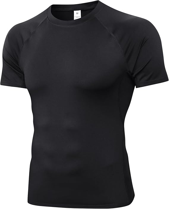 Yuerlian Compression Shirt for Men Short Sleeve Running Gym Quick Dry Top