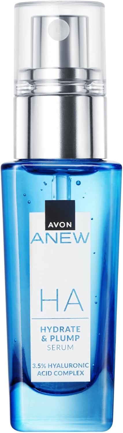Avon Anew HA Hydrate & Plump Serum 30ml, Infused With a High Concentration of Hyaluronic Acid Complex, Reduces the Look of Fine Lines, Co-created by Dermatologists and Scientists, Cruelty Free