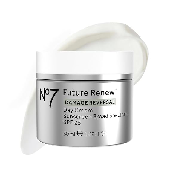 No7 Future Renew Damage Reversal Face Cream with SPF 25 - Anti Aging Face Moisturizer with Skin Firming Benefits - Formulated with Peptide Technology to Protect, Repair & Intensely Hydrate (1.69 Oz) | Anti-Aging Facial Moisturizer, Skin-Firming, Peptide Technology, Protects, Repairs & Hydrates