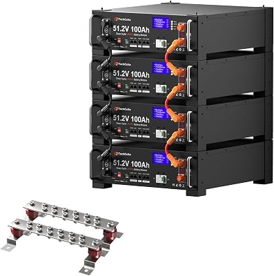 48V 400Ah LiFePO4 Lithium Battery, 4 Pack 48V 100Ah, Inverter Communication, 3U Rack-Mount, Smart Display & Bluetooth, 6000 Cycles, 20.48kWh Capacity for Off-Grid, Solar System, Backup