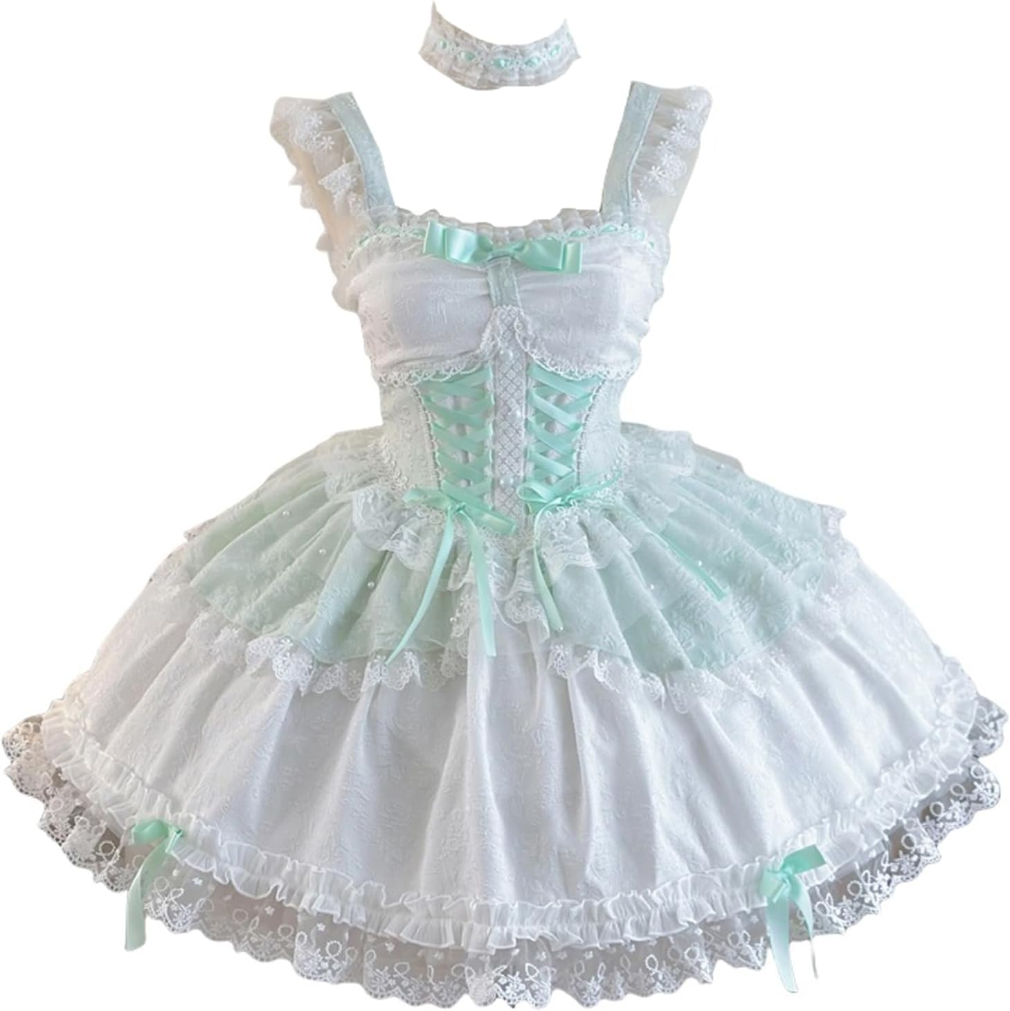 Tokutoyo Lolita JSK Dress, Gothic Lolita, Mori Girl, Jumper Skirt, Lace, Braided, Necklace, Mini, Gothic Style, Princess, Cute, Ribbon, Lace, Anime, Halloween, School Festival