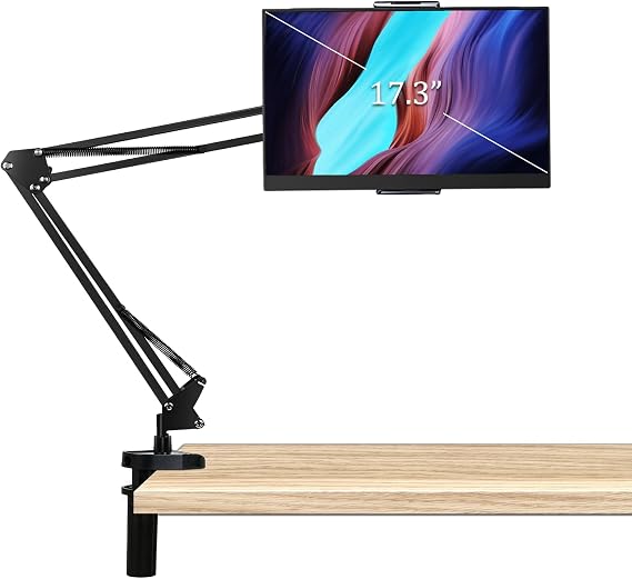 Tablet Arm Stand Mount for 4.7-17.3" Portable Monitor, 360 Adjustable Foldable Phone Holder for Desk, Tablet Stand Compatible with iPad, Samsung Galaxy Tab, SurfacePro, Portable Monitor 15.6/16/17.3"