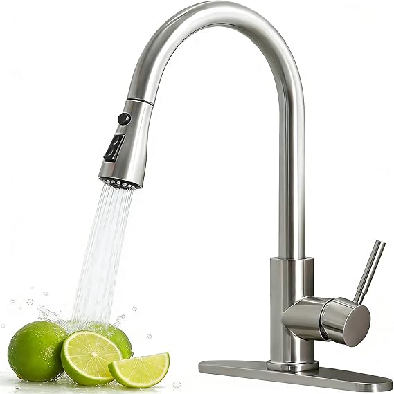 Kitchen Faucets with Pull Down Sprayer, Stainless Steel, High Arc