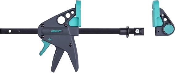 wolfcraft Work Table Clamp PRO 65-150-W for 20 mm Bore Holes, 120 mm