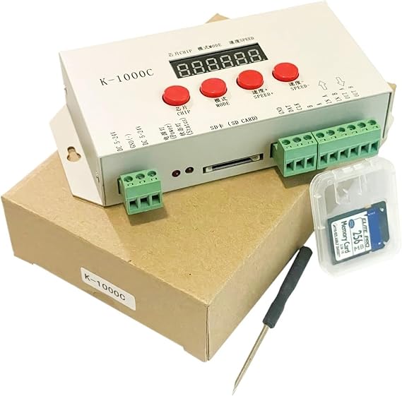 K-1000C (T-1000S Updated) Controller K1000C WS2812B, WS2811, APA102, T1000S WS2813 LED 2048 Pixel Program Controller DC5-24V (Color : K-1000C)