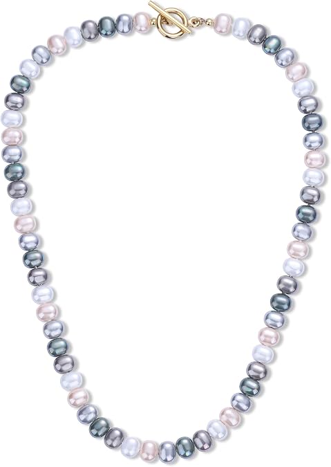 GAVU Dainty Pearl Necklace for Women Men Multicolor Shell Pearl Necklace for Men and Women