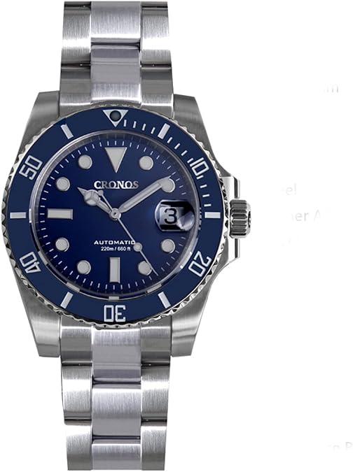 Cronos Upgraded V 2 Sub-Diver Luxury Men's Watches Stainless Steel Bracelet Ceramic Rotating Bezel 200 Meters Water Diving Resistant Wristwatch