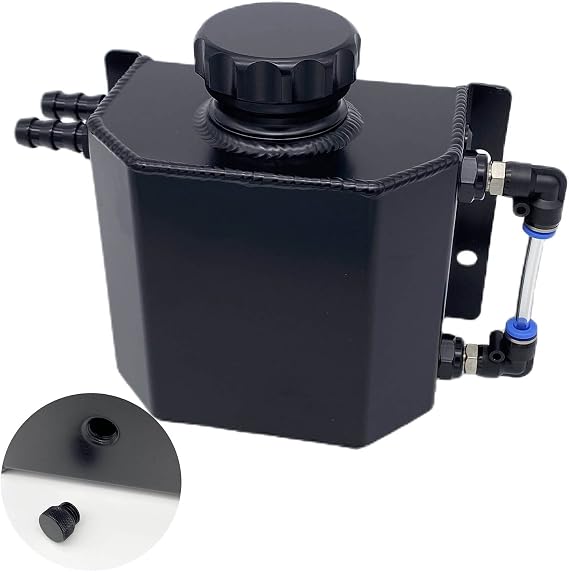 1L Universal Aluminum Radiator Coolant Overflow Expansion Tank Recovery Water Tank Reservoir (Black)