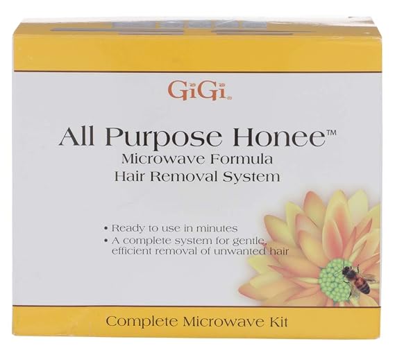 Gigi All Purpose Honee Microwave Kit for Hair Removal - Complete At-Home Waxing Kit with Applicators & Strips for Face, Body, Bikini, Brazilian, 1 Pack