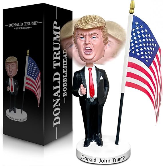 Donald Trump BobbleHead Merchandise 8.1inch Trump Bobble head with Suit Giving Thumbs Up Bobble Resin Collectibles Trump Figurine Make America Great Again Trump Statue Gifts for Men Trump Supporters