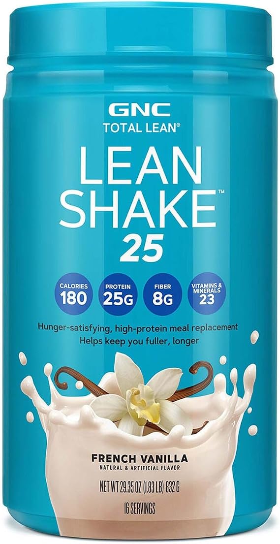 GNC Total Lean Lean Shake 25, French Vanilla, 16 Servings | High Protein Meal Replacement Supports Metabolism, Lean Muscle, and Immune Health, Suitable for a Low Carb Diet
