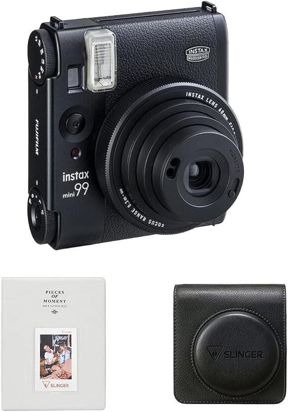 Fujifilm Instax Mini 99 Instant Film Camera, Matte Black, Bundle with Photo Album and Protective Case
