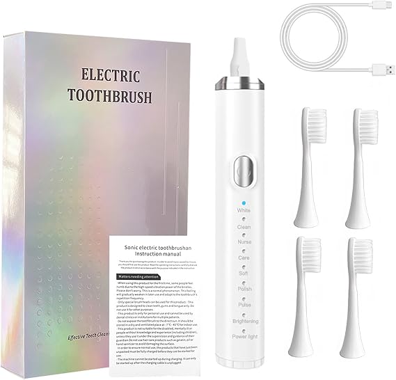 Electric Toothbrush,2025 New Deep Clean Rechargeable Toothbrush with 4 Replacement Heads,8 Modes with 2 Minutes Built in Smart Timer,Black Toothbrush for Kids Men Adults Women