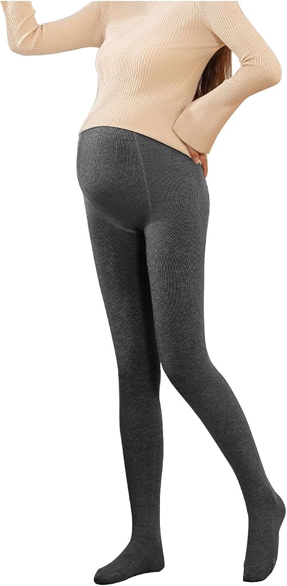 Lmdudan 2025 Pregnant Fleece Lined Thermal Tights Women High Waisted Pantyhose Leggings Winter Warm Thick Soft Stockings