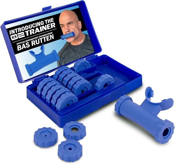 O2Trainer Breathing Muscle Training Device | Lung Power & Endurance Tool for Athletes, Singers & High-Altitude Performance | Diaphragmatic Respiratory Trainer | 16 Resistance Caps