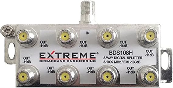 EXTREME 8 WAY BALANCED HD DIGITAL 1GHz HIGH PERFORMANCE HORIZONTAL COAX CABLE SPLITTER - BDS108H