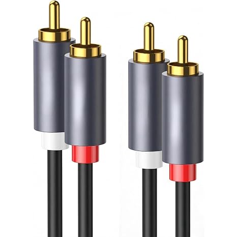 Coverzone 2RCA Stereo Ses Kablosu Altın Uçlu Yüksek Ses Kalitesi AUX 3.5mm RCA Kablo Subwoofer Amfi TV Ses Sistemi ile Uyumlu Dayanıklı PVC, Audio Kablo, Siyah (0.5metre)