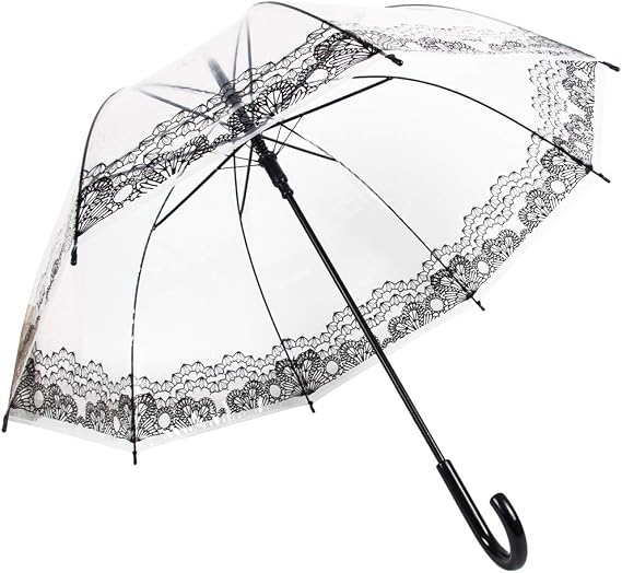Clear Umbrella Large Transparent See Through Bridal Wedding Ladies Walking Stick Umbrellas Bubble Dome Shape