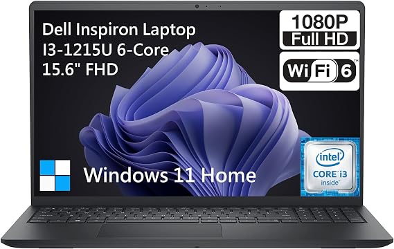 Dell Inspiron 15 3000 Laptop Computer, FHD 15.6 Laptop With Microsoft Office Included Lifetime, Intel 6-Core i3 Laptop PC Notebook, 16GB RAM 512GB SSD Windows 11, 10-Key Number Pad|WiFi 6|USB-C|Webcam