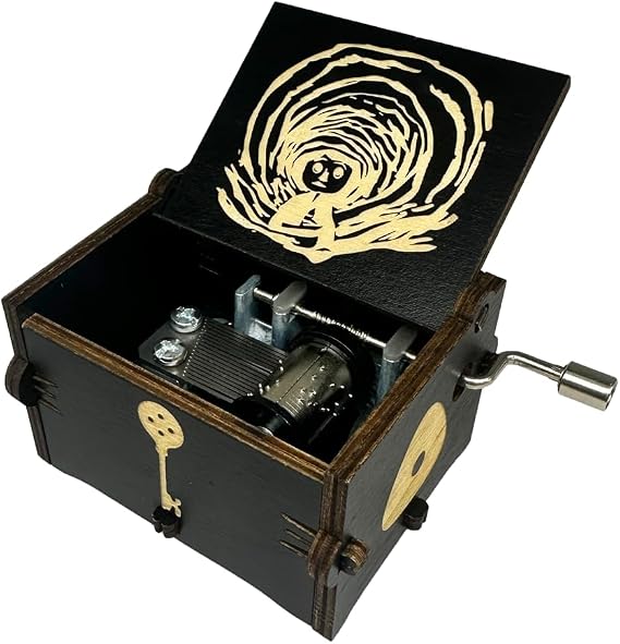 Music Box Plays Can Can - Orpheus in The Underworld,Wood Engraved Hand Crank Musical Box Gifts Stuff Decoration for Halloween Christmas (Black)