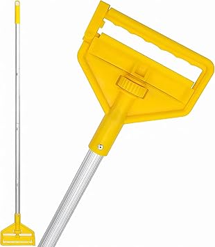 Commercial Mop Handle Heavy Duty,60" Industrial Mop Stick,Wet Mops Head Replacement Holder for Professional/Industrial Floor Cleaning, Yellow,VOUBIEN