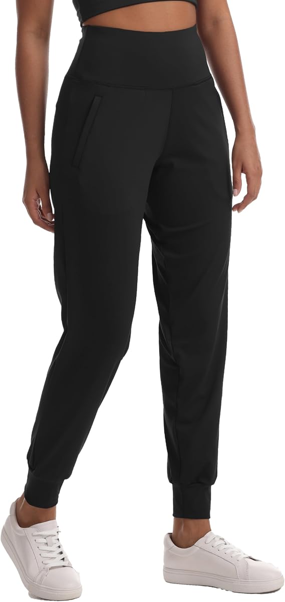 Women's Joggers with 3 Pockets Lightweight Sweatpants High Waiste Tapered