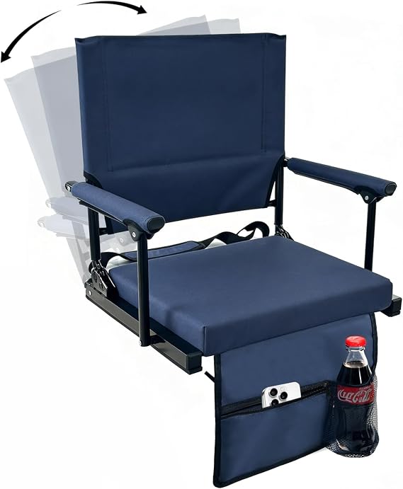 moonysweet Stadium Seats for Bleachers with Back Support and Cushion,Adjustable Back Support,with Cup Holder, Zipper Pocket Shoulder Strap, Padded Portable Folding Comfort,Perfect for Sports Events