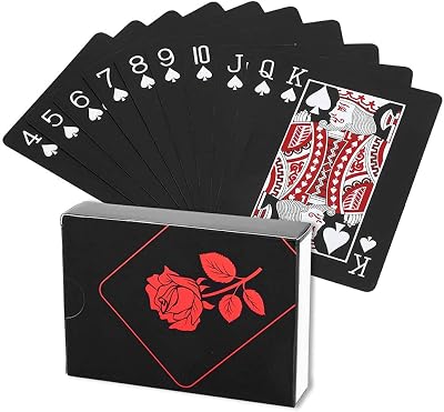 Playing Cards, Plastic Waterproof Rose Plated Black Poker Cards Deck Magic Playing Card Games