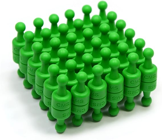 CMS Magnetics - (180-Pack Small NeoPin Green) Strong Neodymium Magnetic Push Pin for Dry Erase Whiteboards, Bulletins, Calendars, Refrigerator, Office, Kitchen, School, Classroom