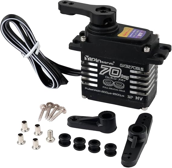 Rcmakl 70KG High Torque,GX3270BLS Digital RC Servo, 180/270/360 Degree Metal Gear, IP68 Brushless Motor, Black (360 Degree)