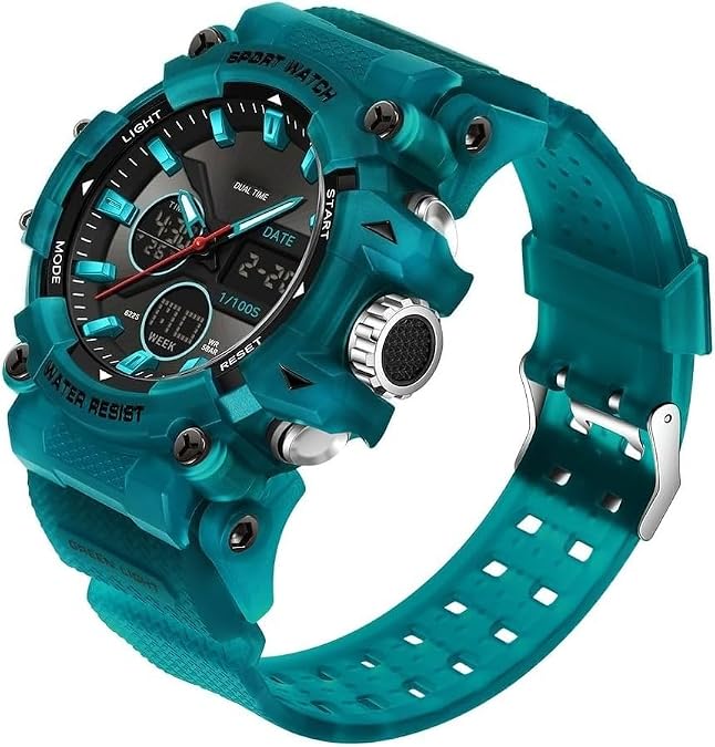 Mens Watches Sports Outdoor for Men's Military 50M Water Resistant Shock Resistant Analog Digital Dual Display with LED Backlight Stopwatch Countdown