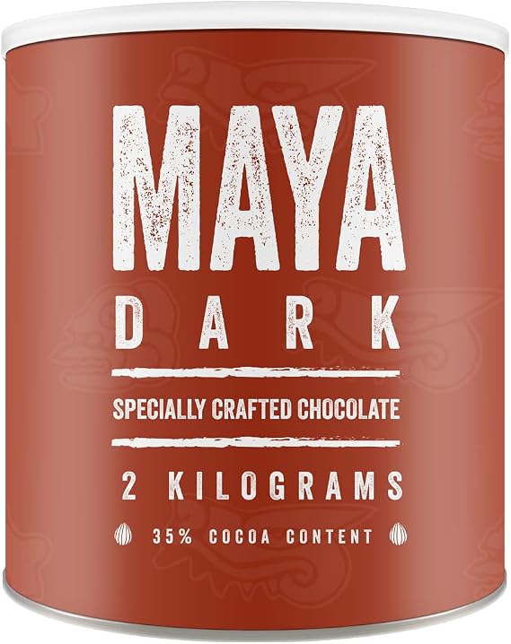 Maya Drinks Dark Hot Chocolate Cocoa Powder - Home, Cafe, Business Shop (Vegan, Gluten Free, No GMO's) (2KG Resealable Tub)