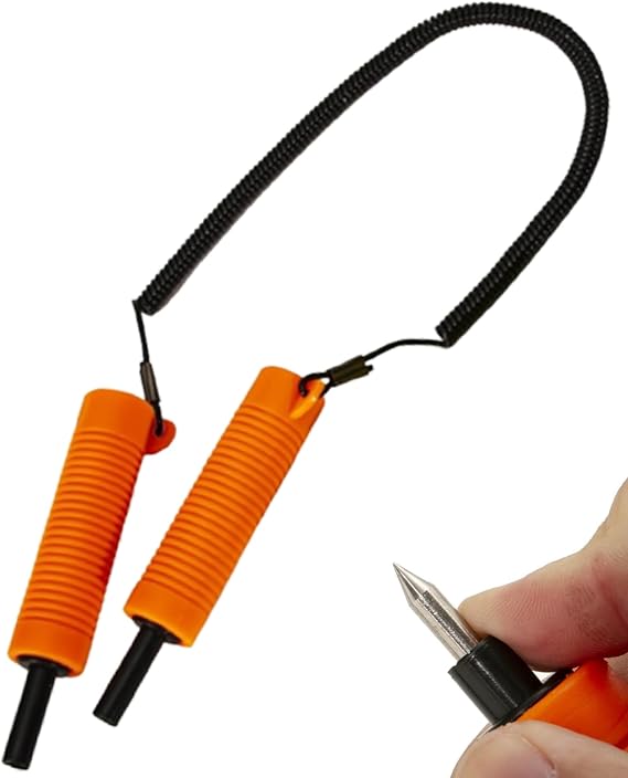 Ice Augers for Ice Fishing,Ice Picks, Ice Fishing Picks Retractable Ice Pick Ice Fishing Safety Pick Ice Fishing Emergency Gear for Skating Sled Walking on Ice Protection Orange