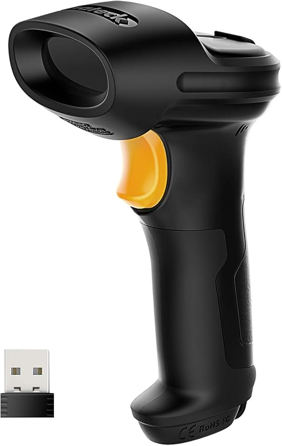 Inateck Barcode Scanner, Wireless Scanner, 1 Charge 180 Days Standby, 35M Range, Automatic Scanning, BCST-60 Black